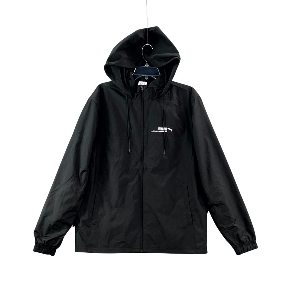 Puma Windbreaker Jacket Mens Medium Full Zip Hooded Fitness Training Sportswear